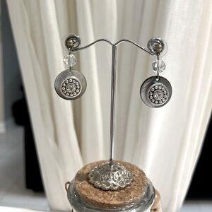 Earrings Silver with a Crystal stones  Earrings. Hypoallergenic setting.
1” 1/4”